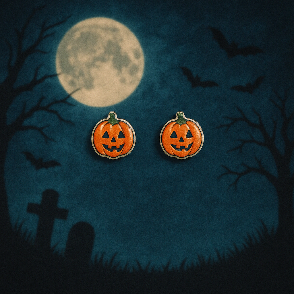 Classic Smiling Pumpkin Stud Earrings