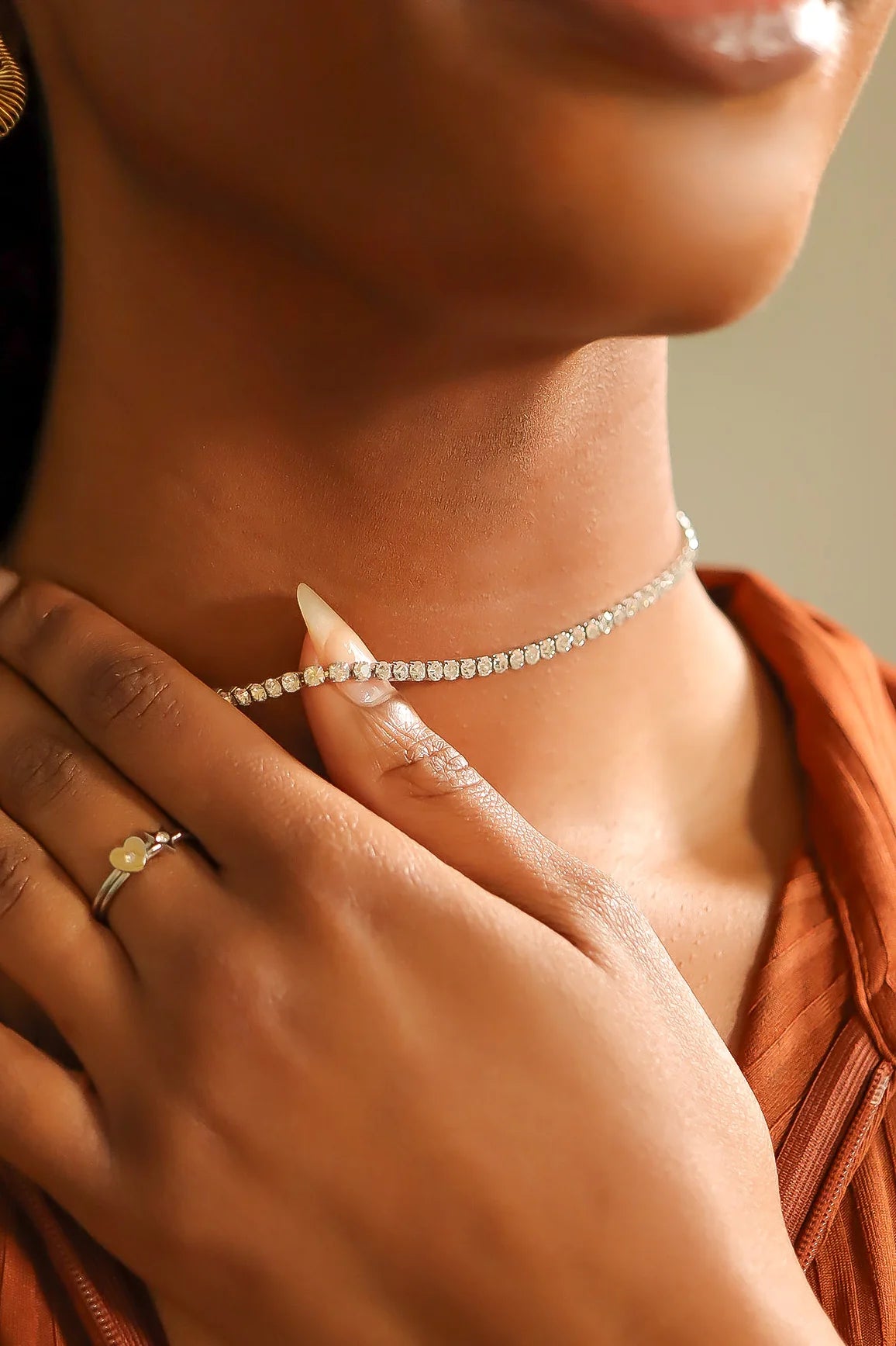 Stainless steel CZ tennis chain necklace