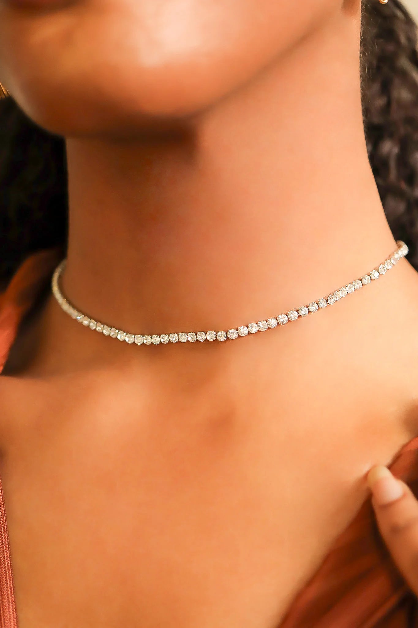 Stainless steel CZ tennis chain necklace