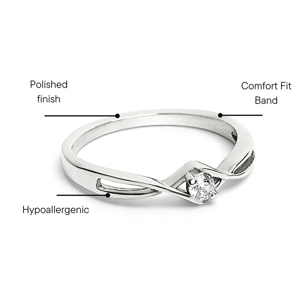 Stainless twisted band CZ stone
