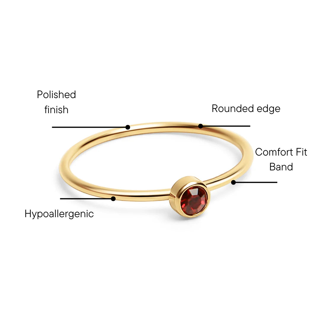 18K Gold PVD birthstone ring