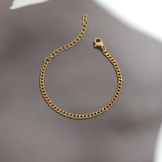 18k Gold PVD diamond cut curb chain bracelet