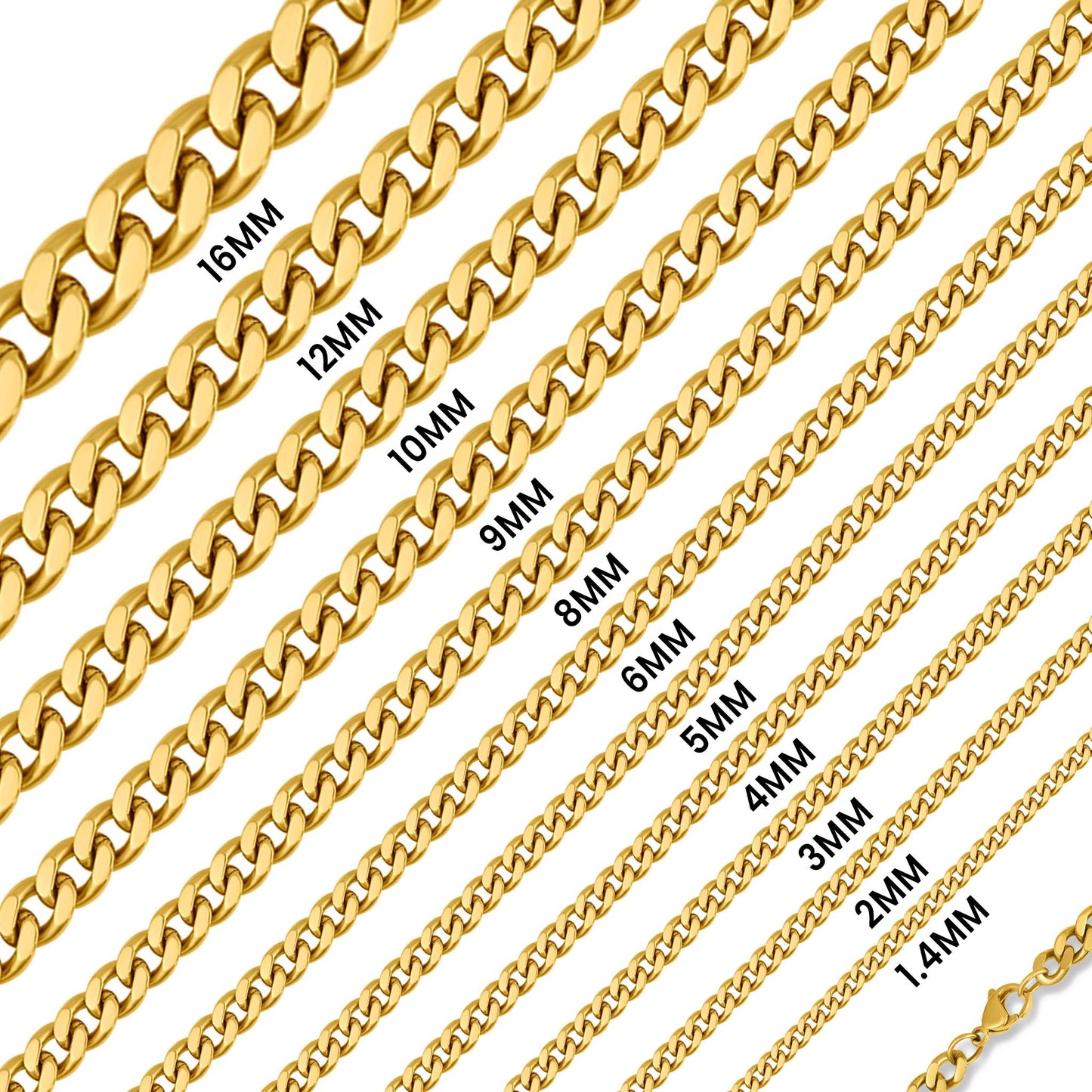 18K Gold PVD Steel Diamond Cut Curb Necklace