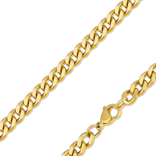 18K Gold PVD Steel Diamond Cut Curb Necklace