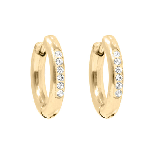 18K Gold PVD CZ huggie hoop earrings