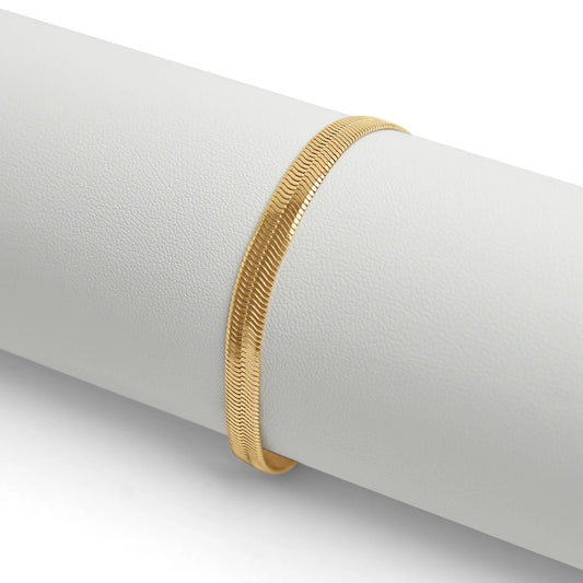 18k Gold PVD Herringbone chain bracelet