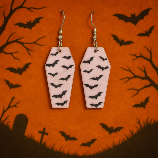 Coffin Bat Swarm Dangle Earrings
