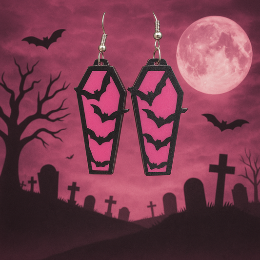 Bat Coffin Dangle Earring