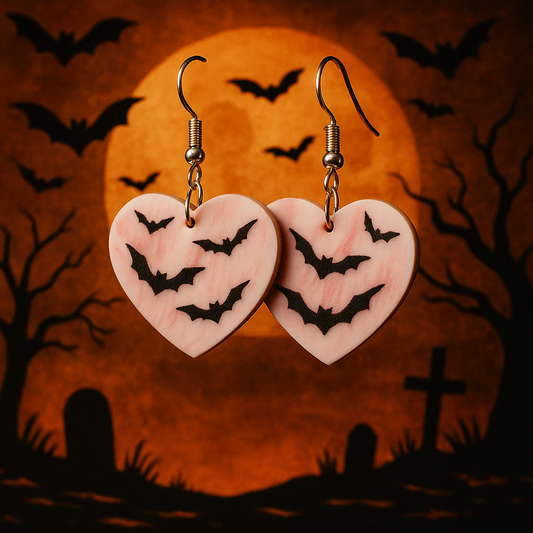 Bat Heart Dangle Earrings
