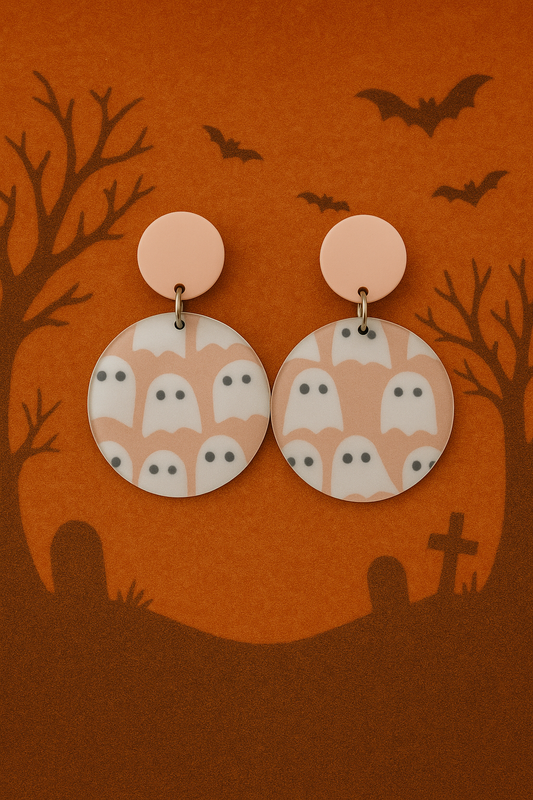 Circle Ghost Pattern Dangle Earrings
