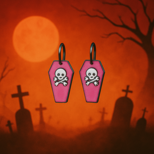 Crimson Coffin Crossbone Stud Earrings