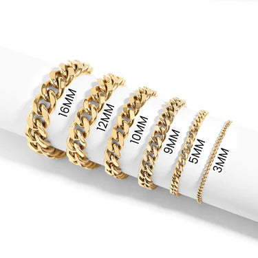 18k Gold PVD diamond cut curb chain bracelet