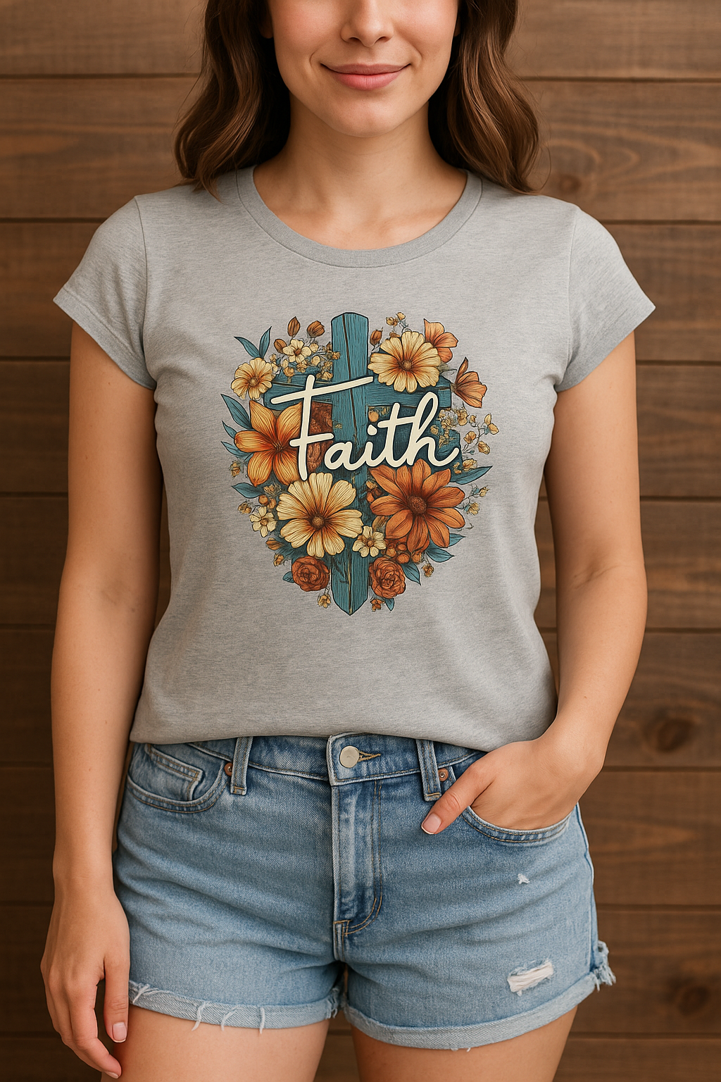 Faith Floral Cross Graphic Tee