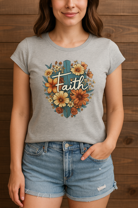 Faith Floral Cross Graphic Tee