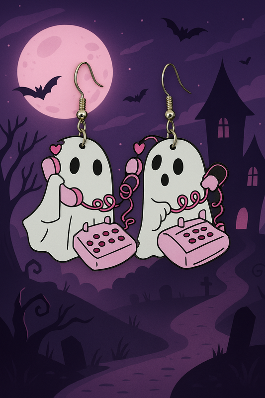 Call Me Boo Ghost Phone Dangle Earrings