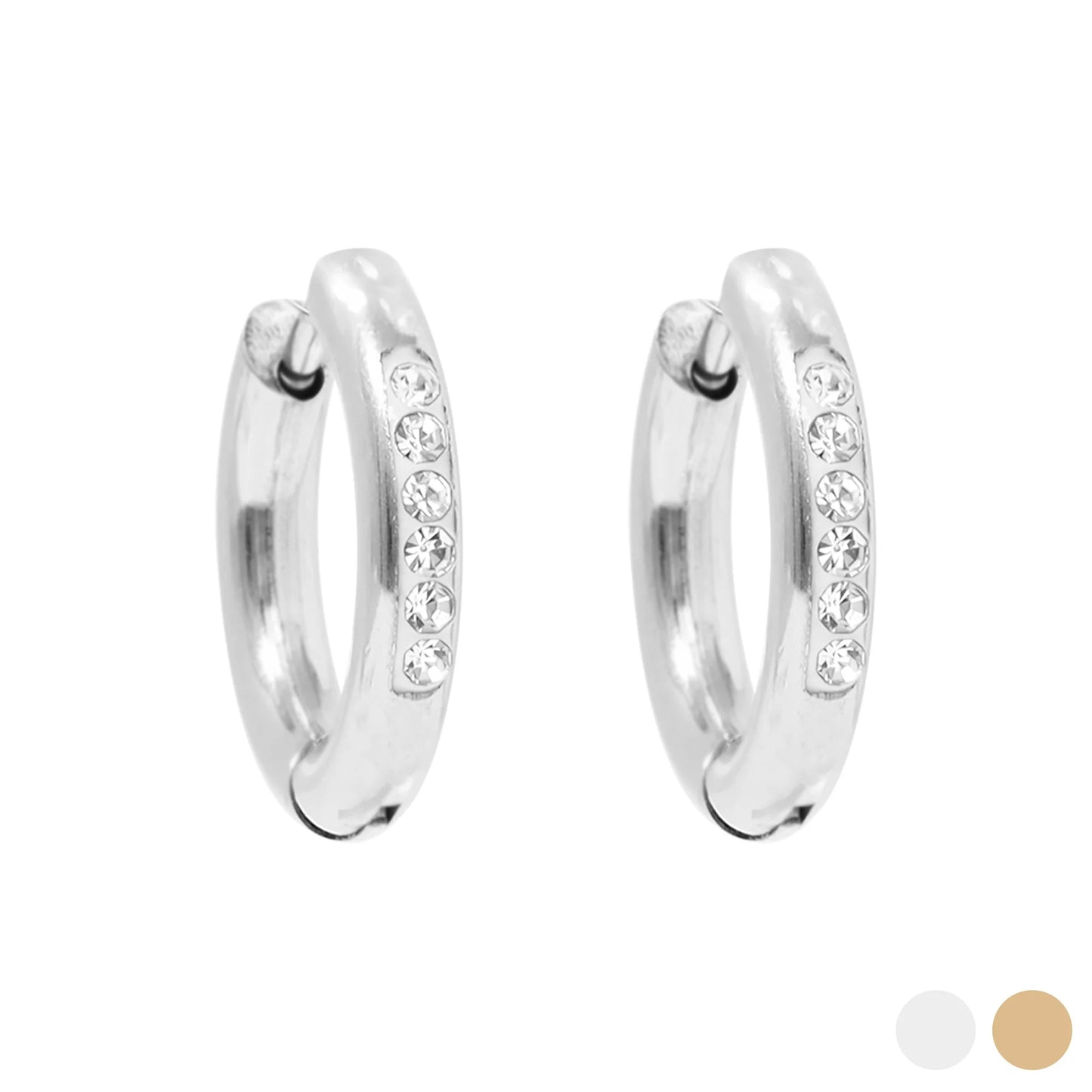 18K Gold PVD CZ huggie hoop earrings