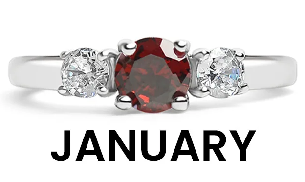 Stainless Steel Birthstone Rings with CZ Accents
