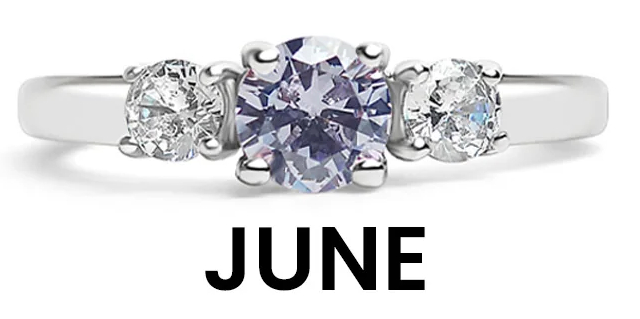 Stainless Steel Birthstone Rings with CZ Accents