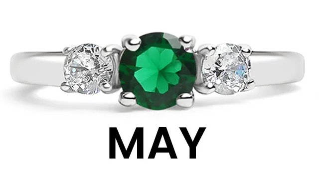 Stainless Steel Birthstone Rings with CZ Accents