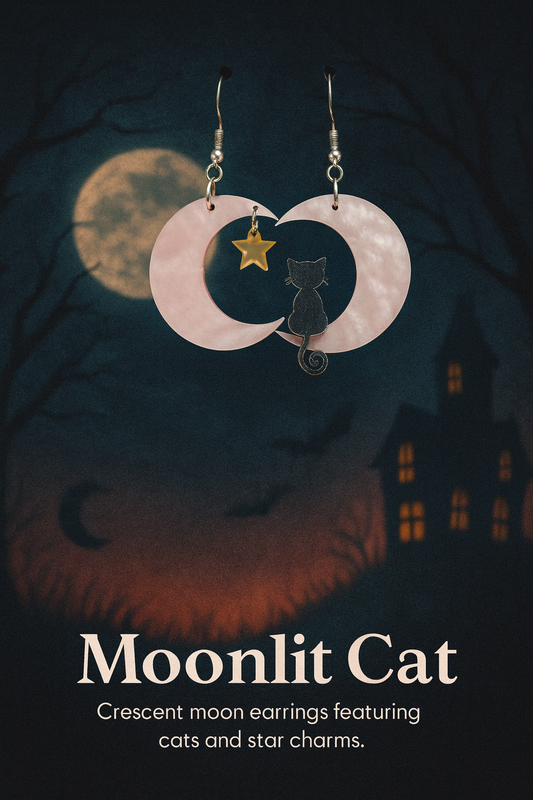 Moonlit Cat Dangle earring