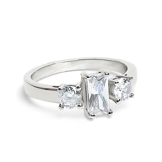 Rectangular CZ accent stones ring