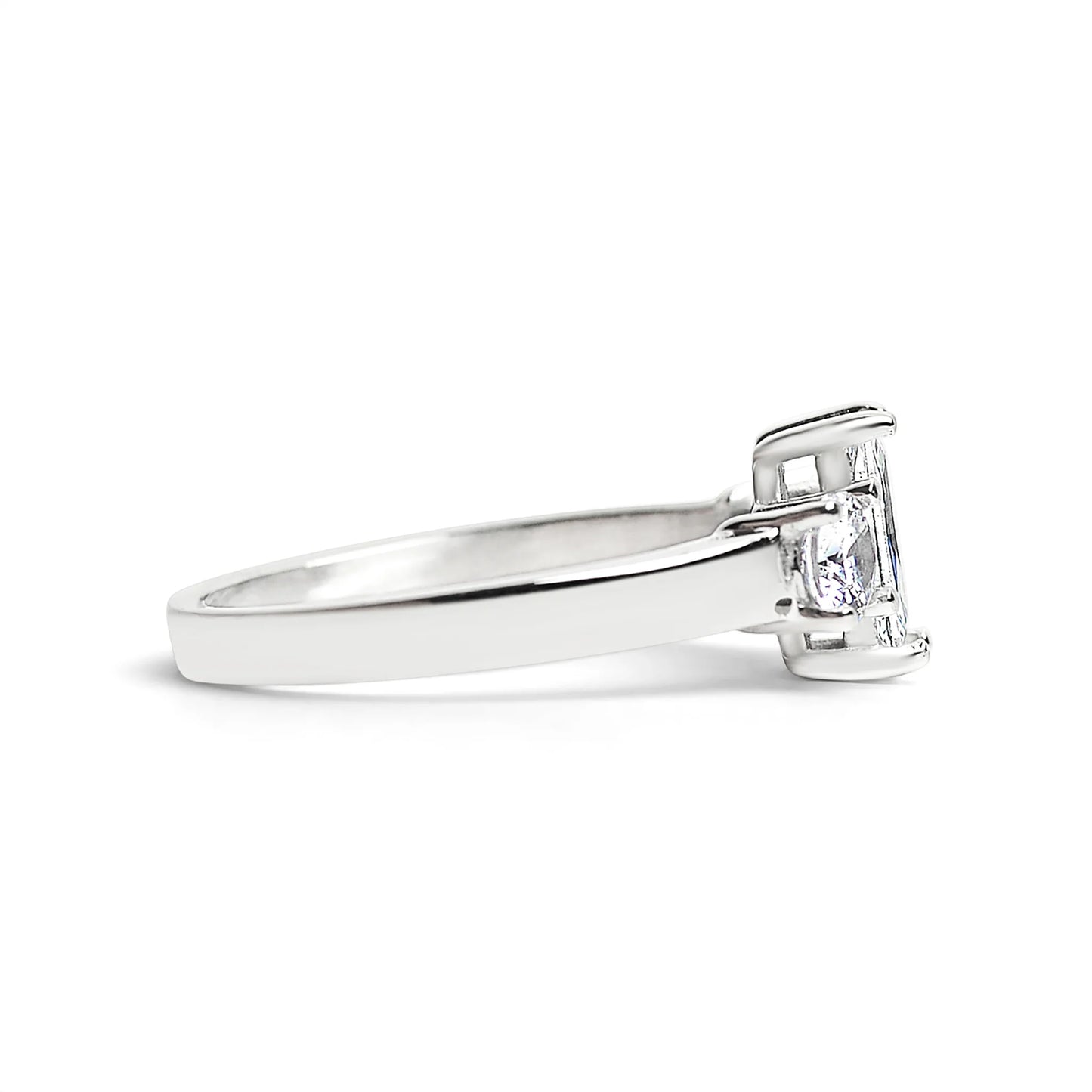 Rectangular CZ accent stones ring