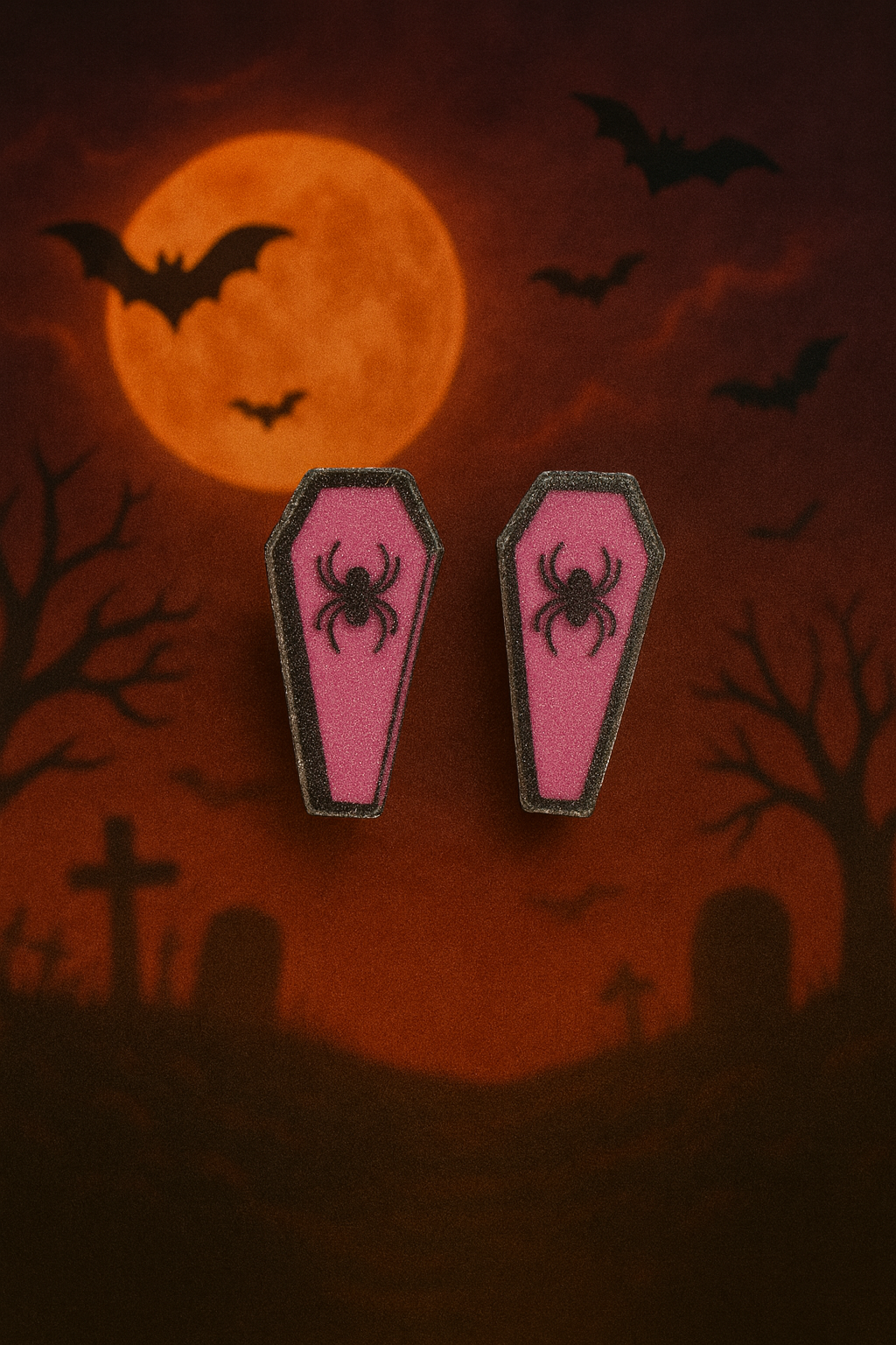 Spider Coffin Stud Earrings