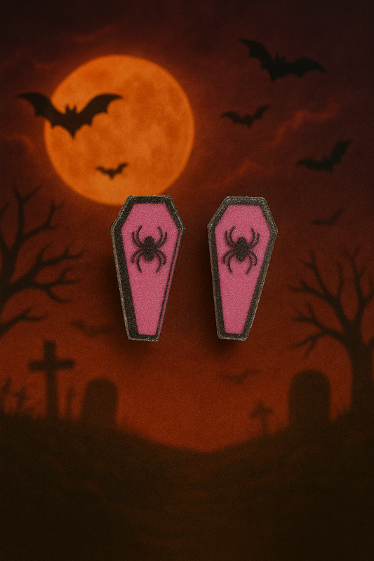 Spider Coffin Stud Earrings