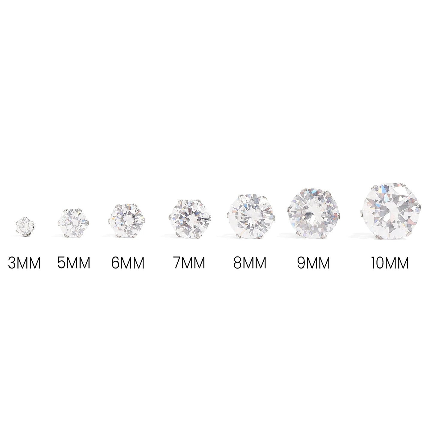 Stainless Steel Round CZ Stud Earrings