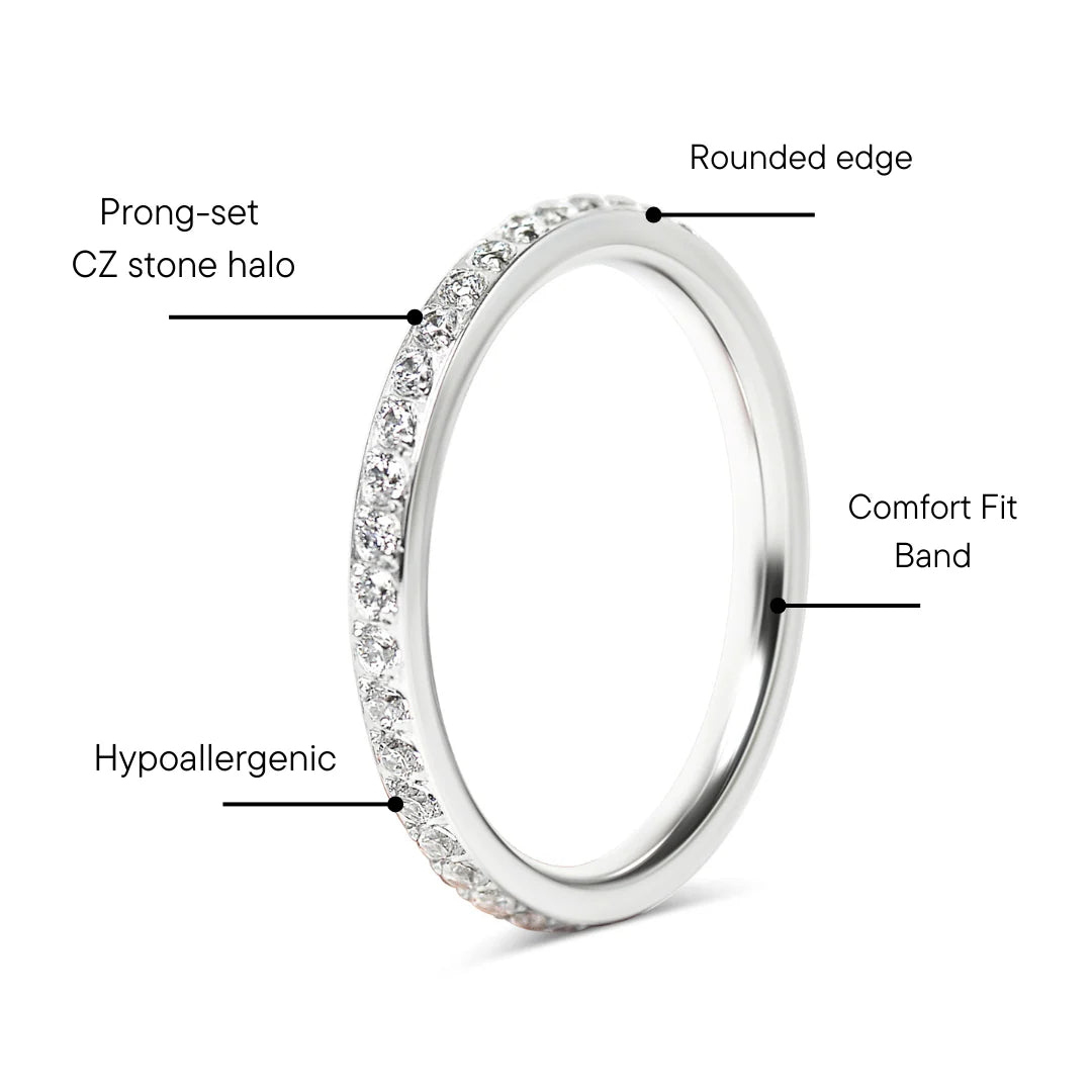 Stainless steel CZ eternity ring