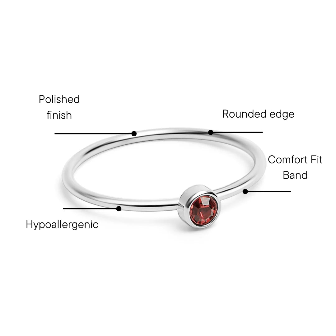 Stainless steel birthstone stacking ring