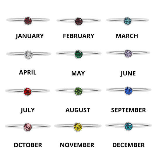 Stainless steel birthstone stacking ring