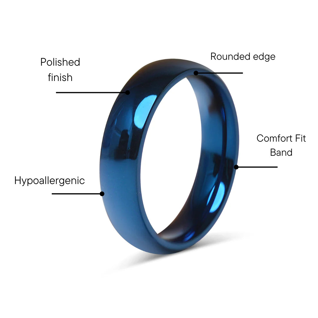 Stainless steel blue ring