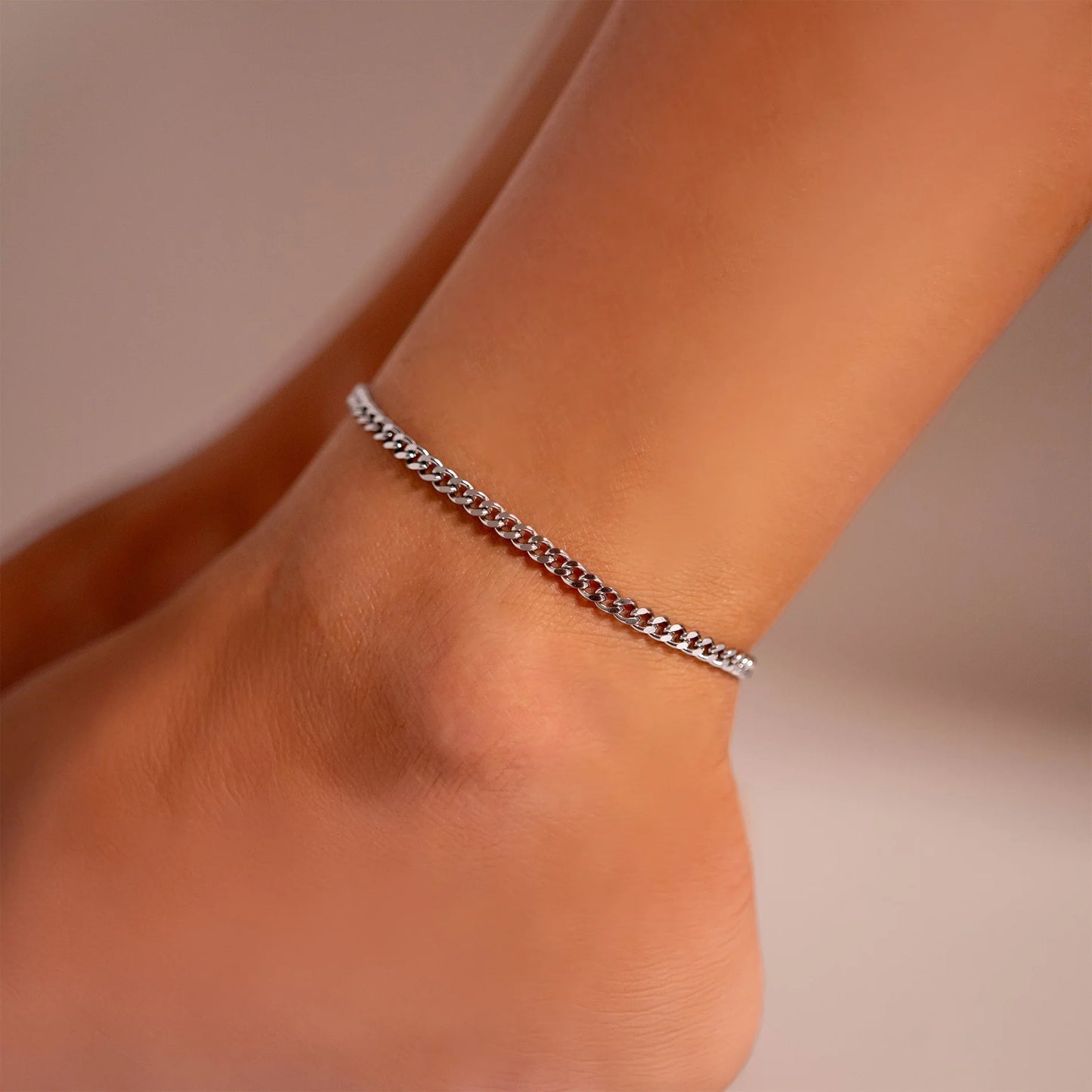 Stainless Steel Diamond Cut Curb Chain Bracelet/Anklet