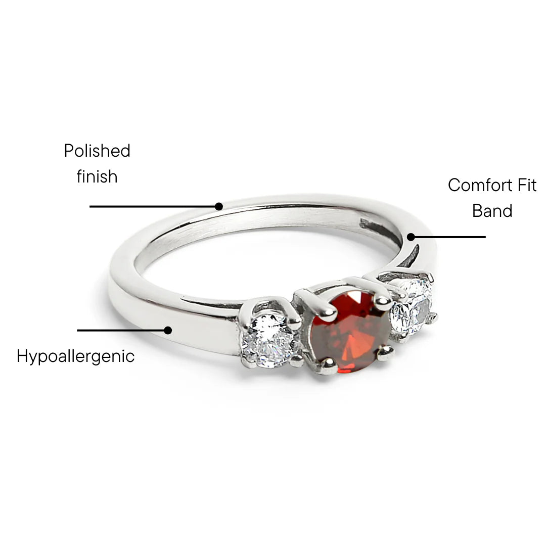 Stainless Steel Birthstone Rings with CZ Accents