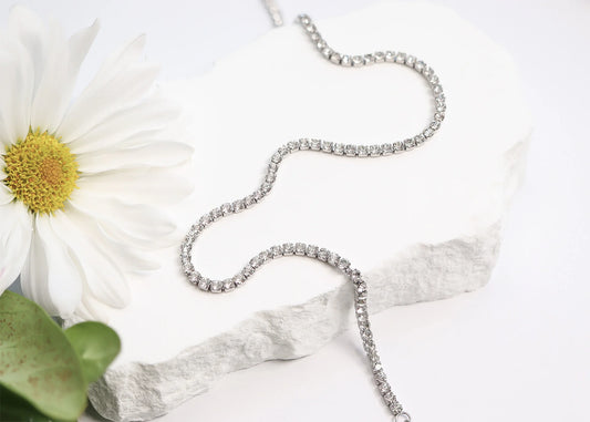Stainless steel CZ tennis chain necklace