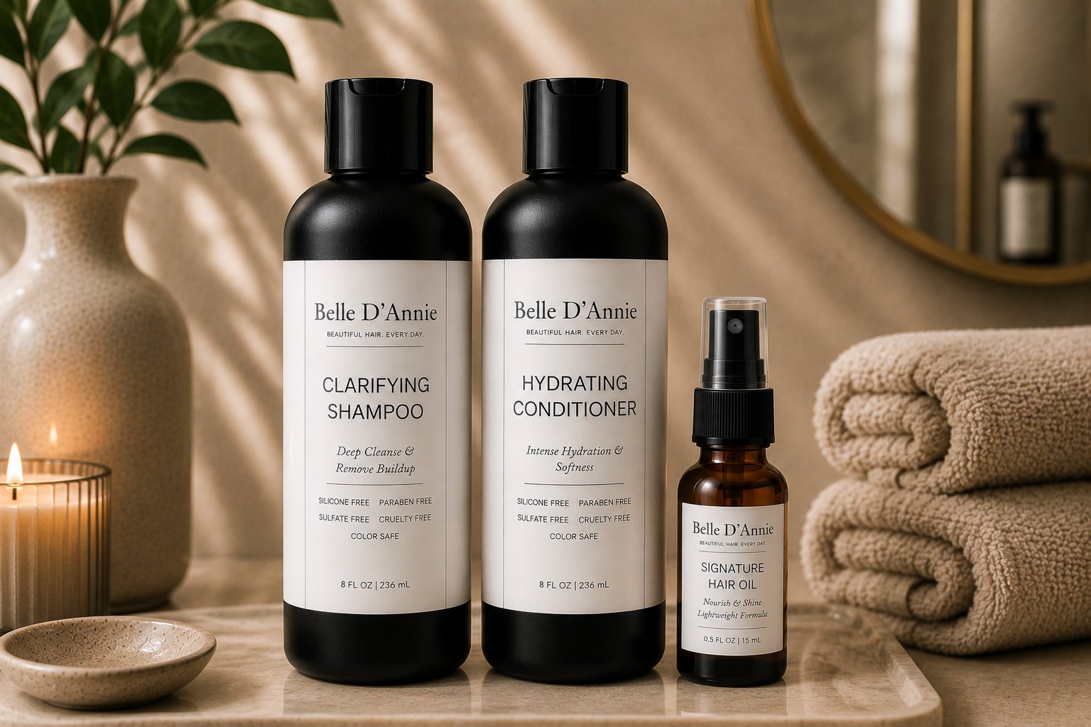 Belle D'Annie Clarifying Reset Set for buildup removal hydration and shine