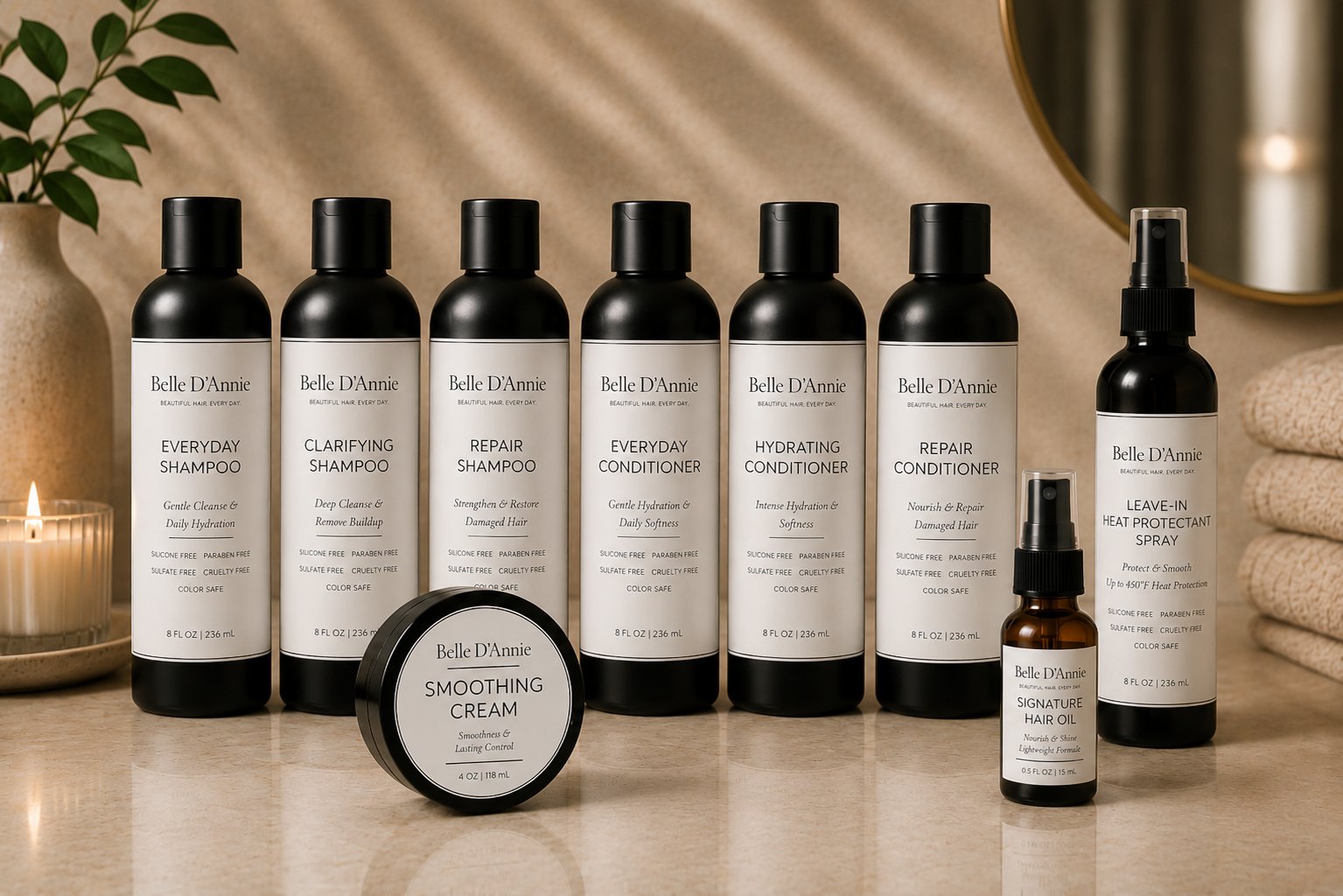 Complete Belle D'Annie luxury salon-quality haircare collection