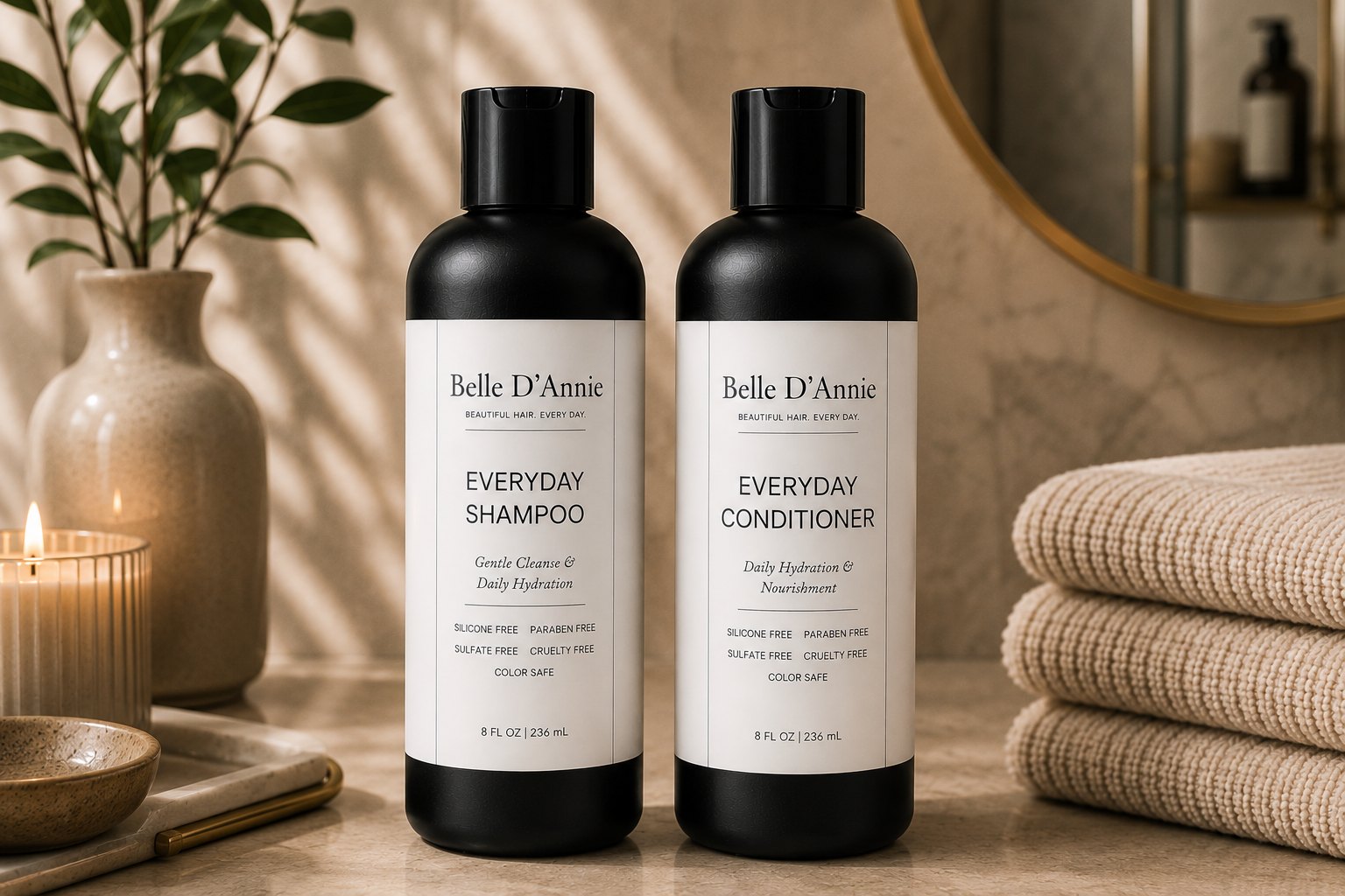 Belle D'Annie Everyday Duo shampoo and conditioner haircare bundle