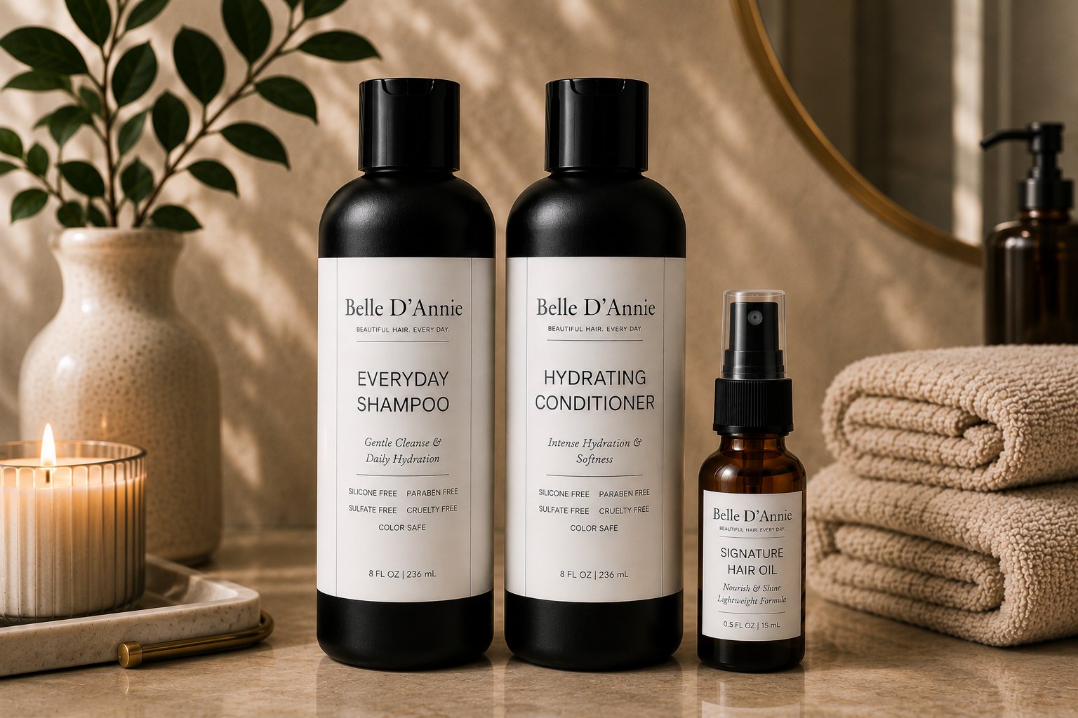 Belle D'Annie Hydration Routine bundle for moisture softness and shine