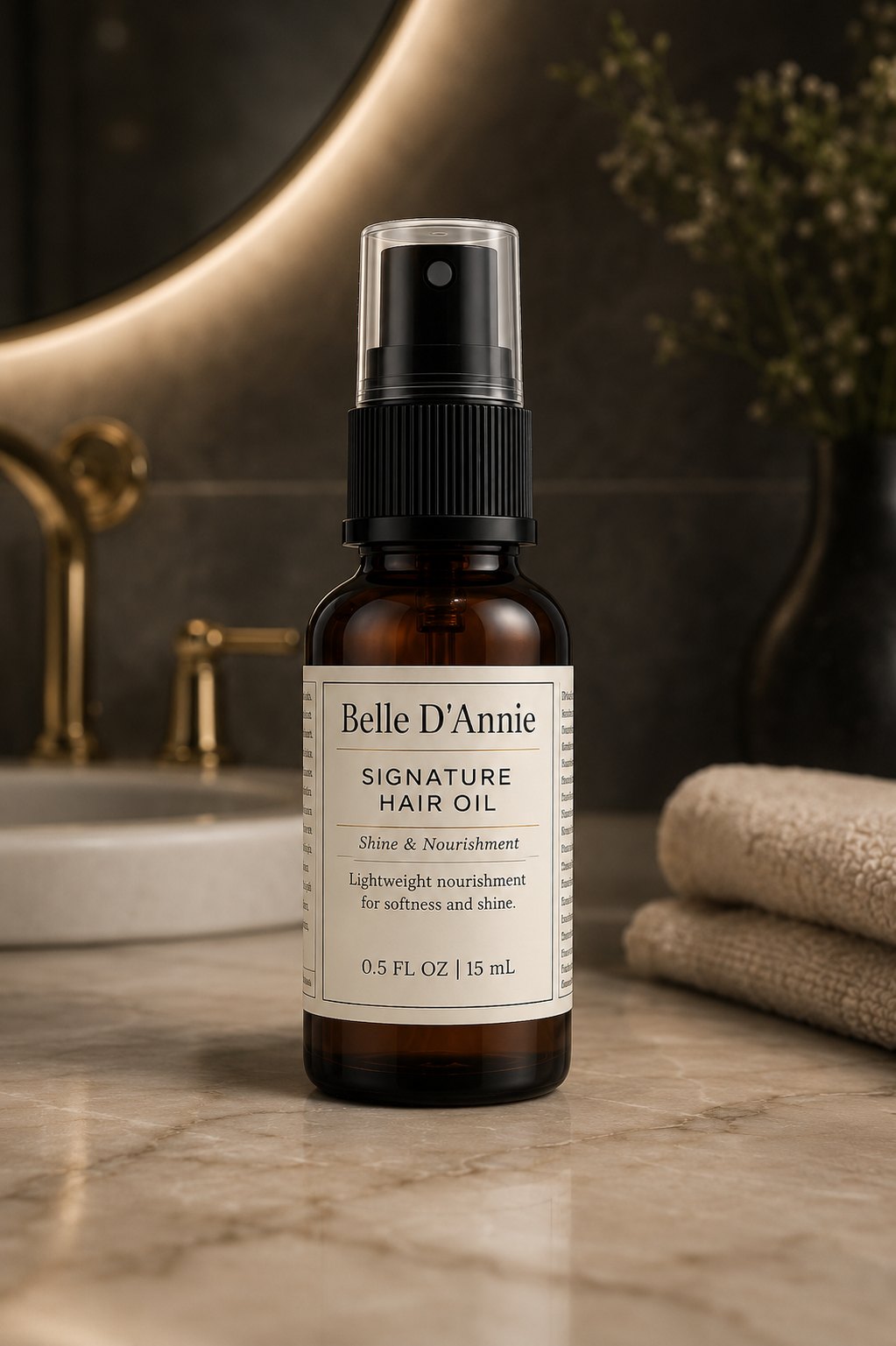 Belle D'Annie Signature Hair Oil for lightweight shine and softness